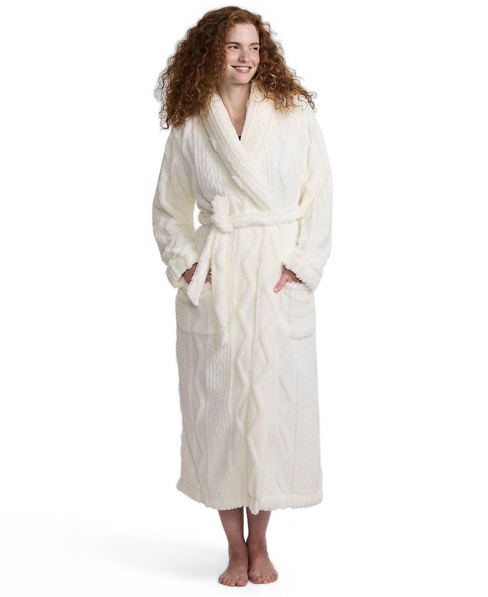 Lands' End Women's Cozy Cable Plush Robe