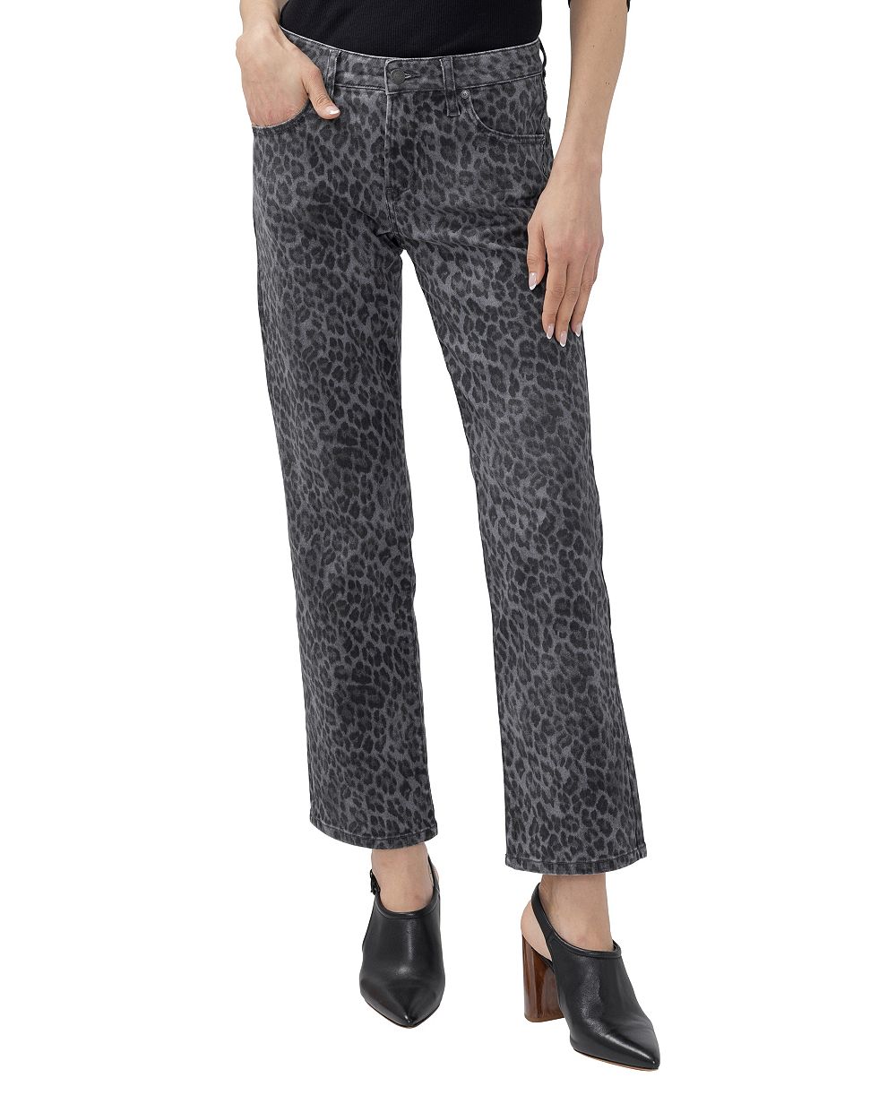Silver Jeans Co. Women's Chelsea Straight Low-Rise Leopard-Print Jeans