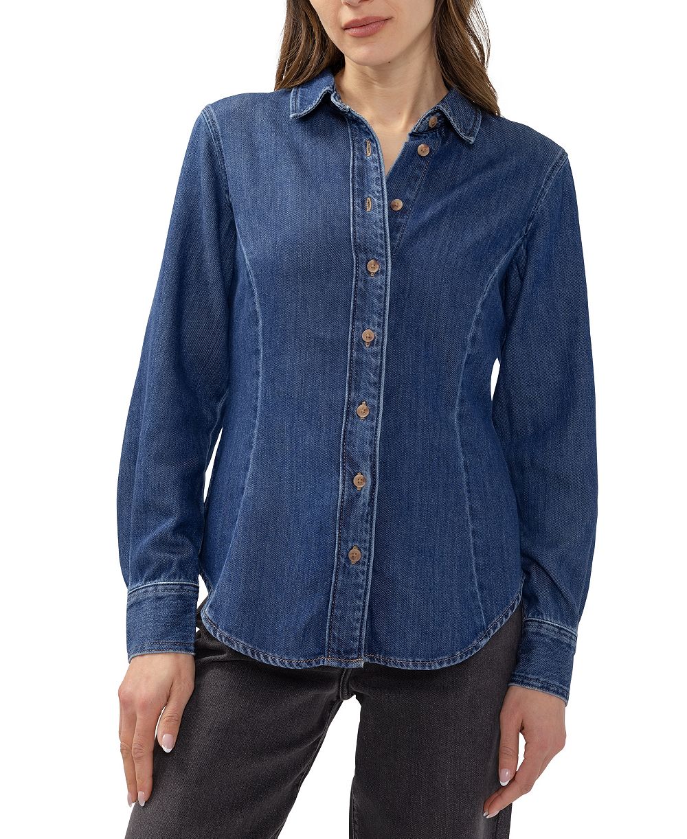 Silver Jeans Co. Women's Angie Denim Button-Up Long Sleeve Shirt