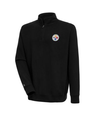 Antigua Men's Black Pittsburgh Steelers Victory Quarter-Zip Pullover Jacket