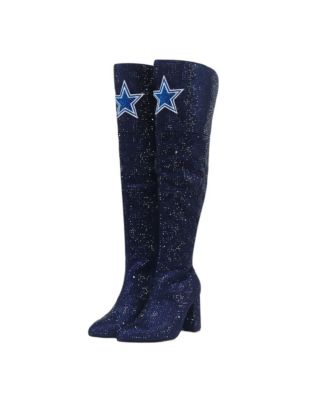 Cuce Women's Navy Dallas Cowboys Team Color Crystal Over-The-Knee Boots