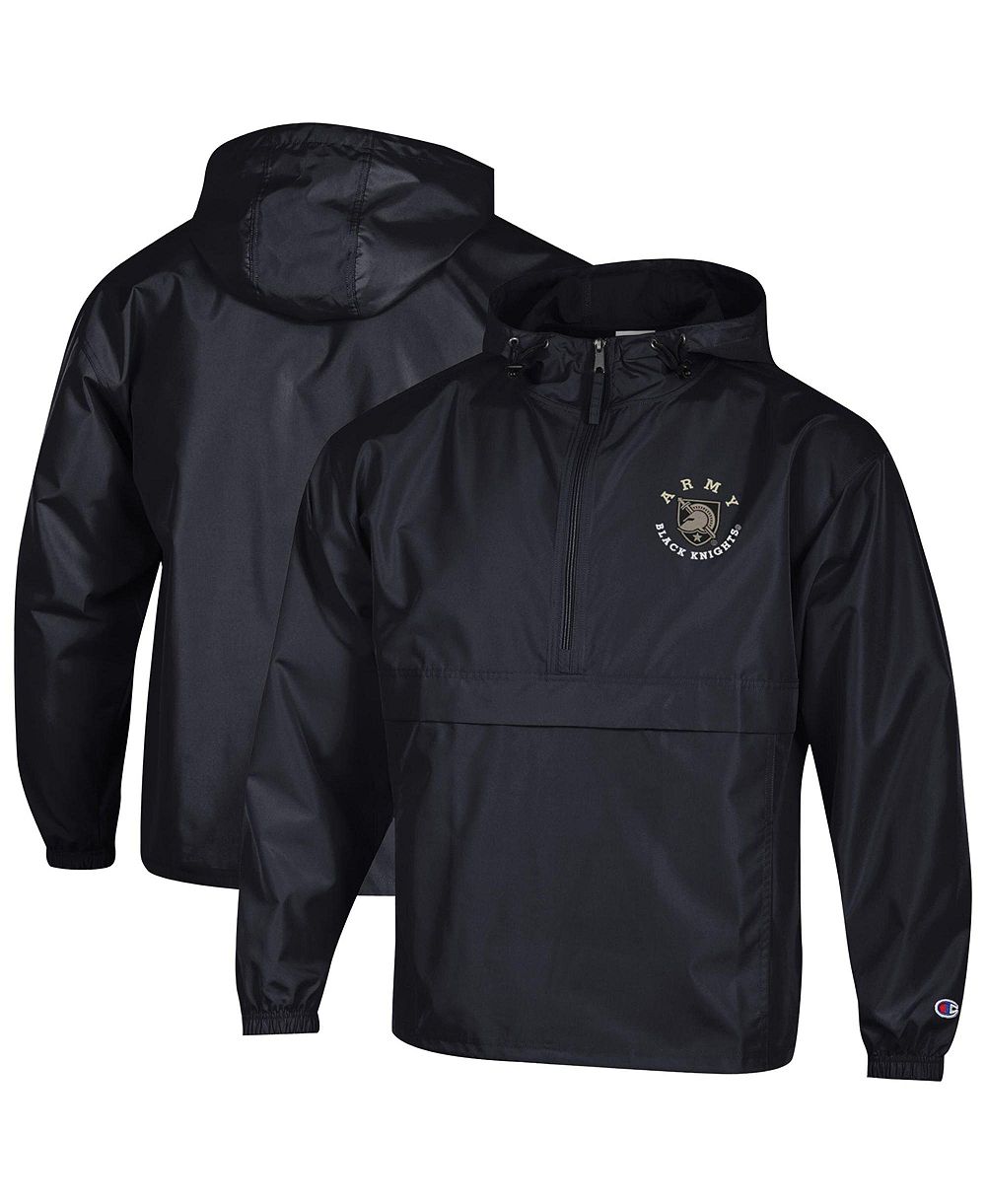Champion Men's Black Army Black Knights Packable Hooded Windbreaker Half-Zip Jacket