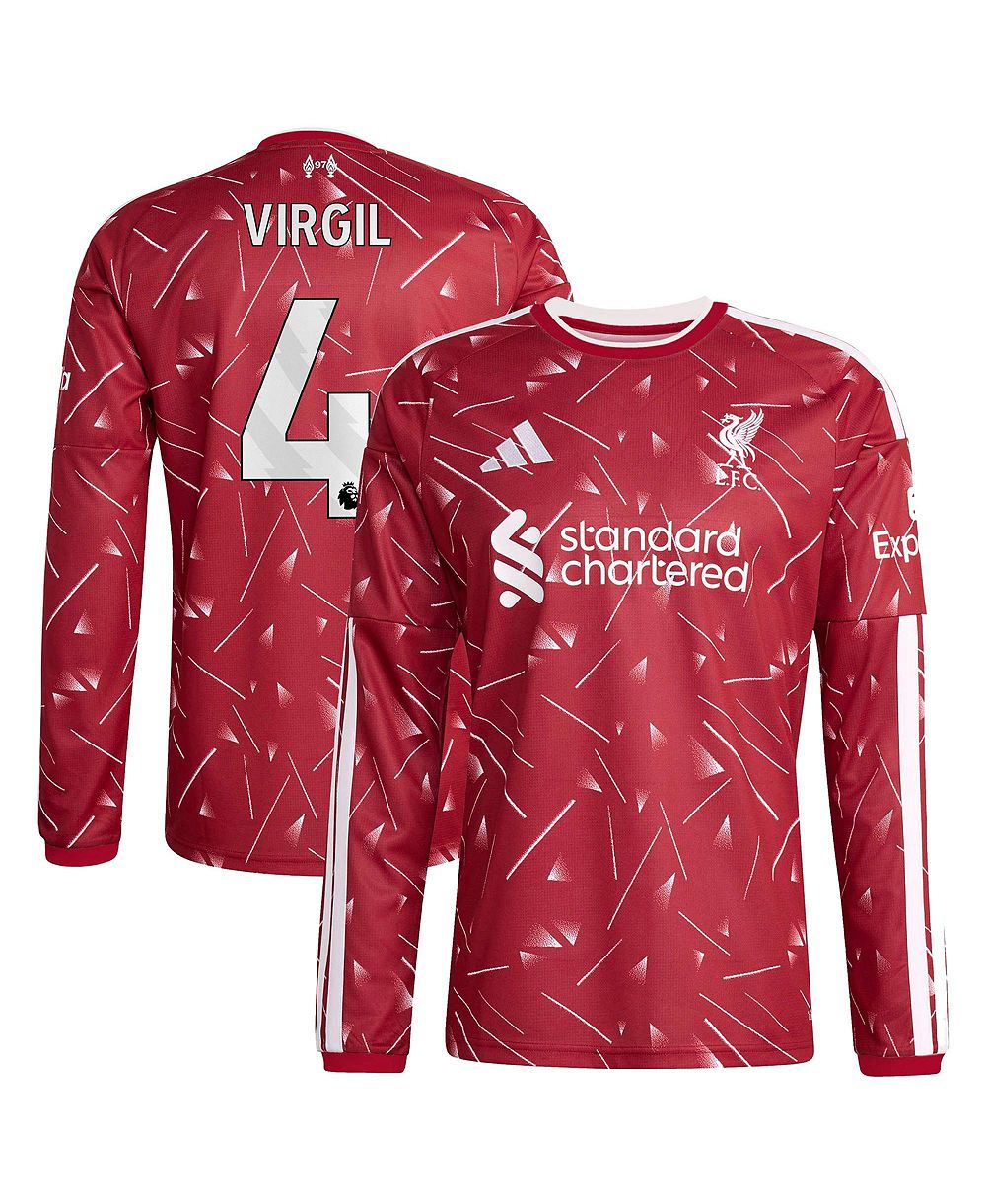 Adidas мужская реплика домашней футболки Liverpool 2026/27 с именем Virgil van Dijk, красная, с длинным рукавом