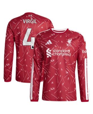 Adidas мужская реплика домашней футболки Liverpool 2026/27 с именем Virgil van Dijk, красная, с длинным рукавом