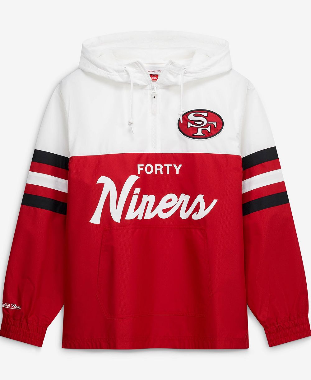 Mitchell & Ness мужская ветровка-анорака с четвертьзипом Head Coach Anorak Quarter-Zip Windbreaker Scarlet San Francisco 49ers
