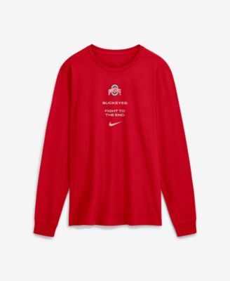 Nike Men's Ohio State Buckeyes Sideline Long-Sleeve Crewneck Screen-Print T-Shirt
