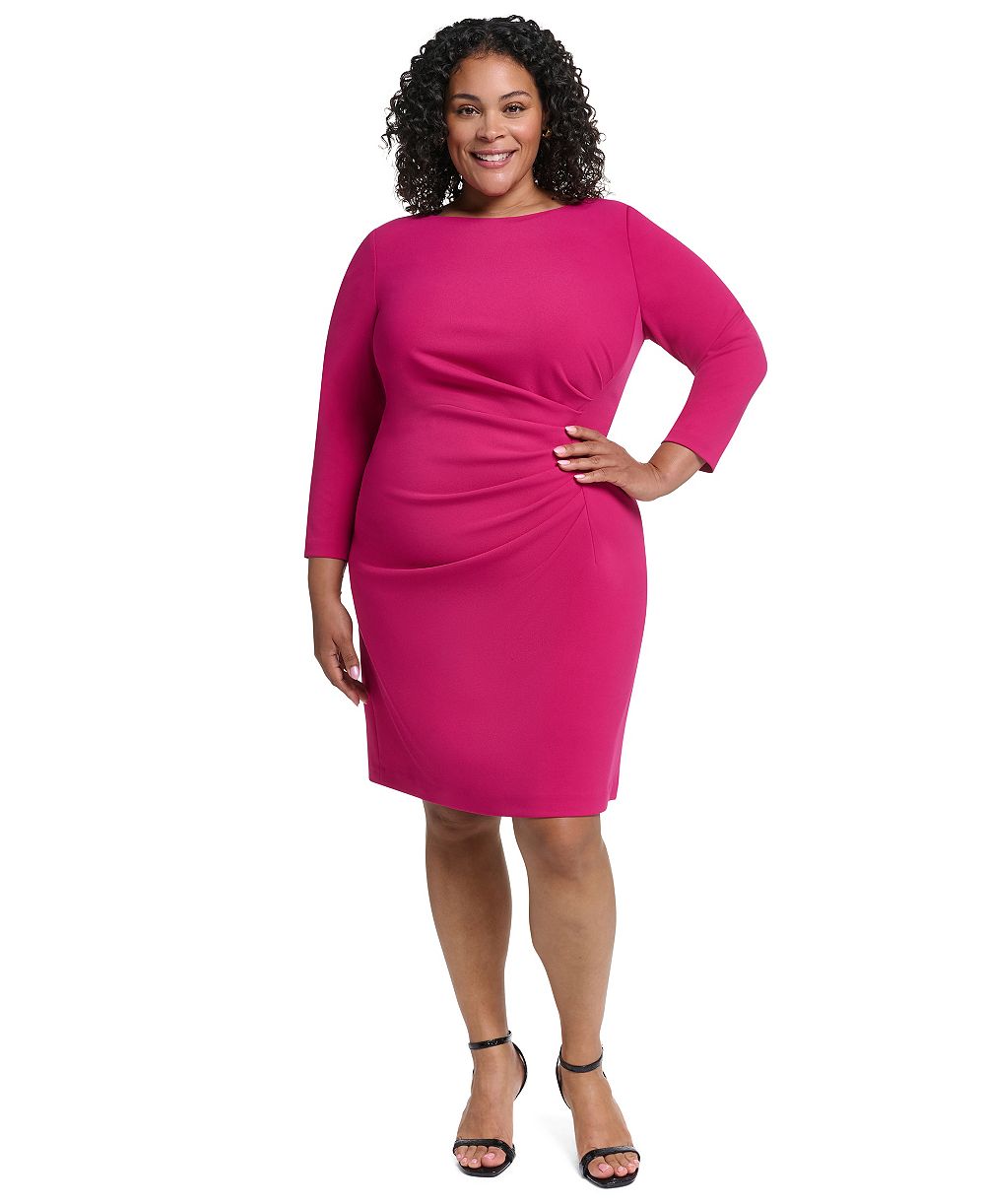 Женское платье DKNY Plus Size с рюшами и рукавом 3/4 для работы