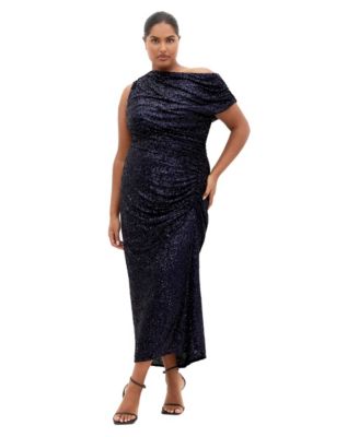 CITY CHIC Women's Sequin Star Off Shoulder Maxi Dress