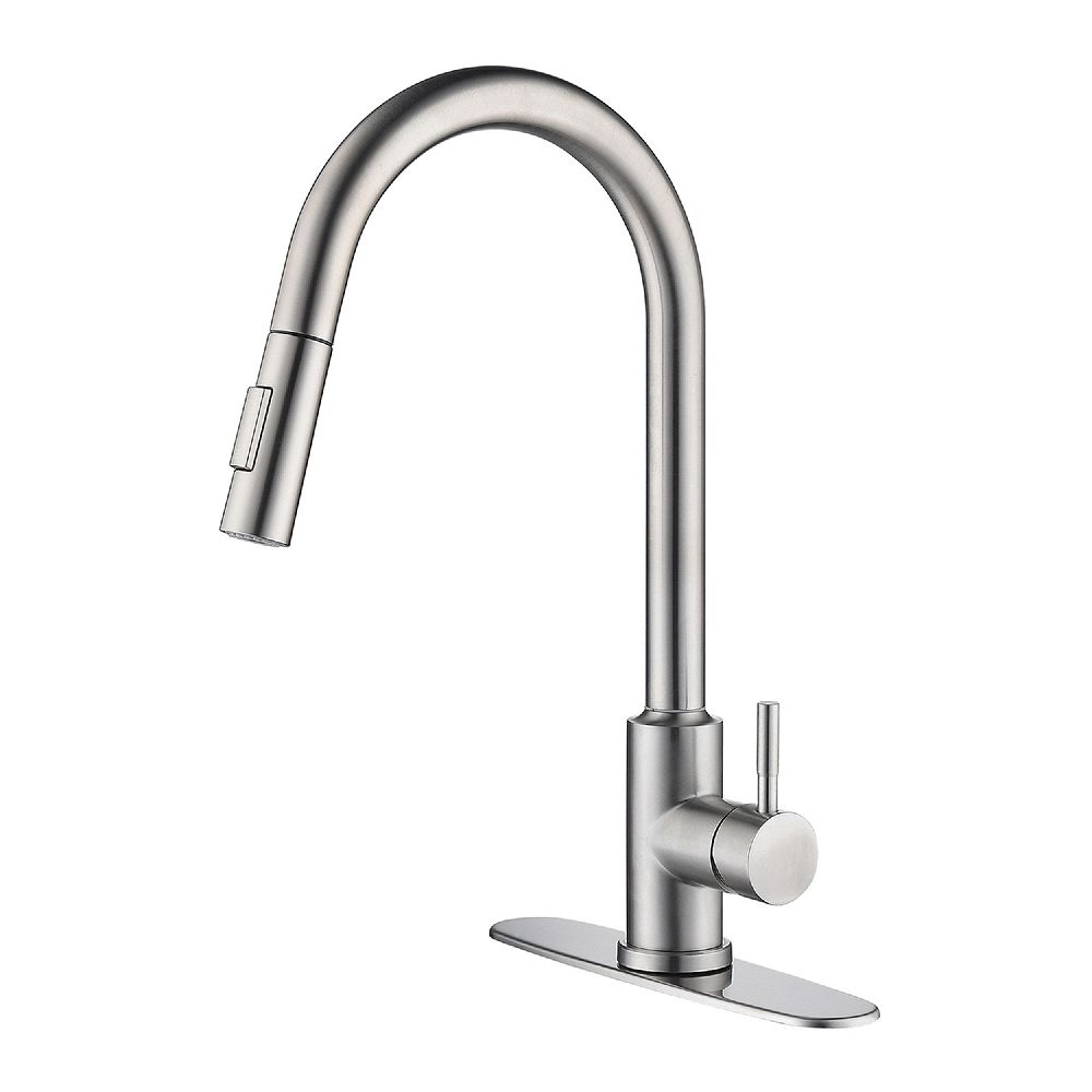 Touch-Activated Pull-Down Kitchen Faucet, Single Handle Stainless Steel Faucet for 1- or 3-Hole Sinks, 2-Mode Sprayer