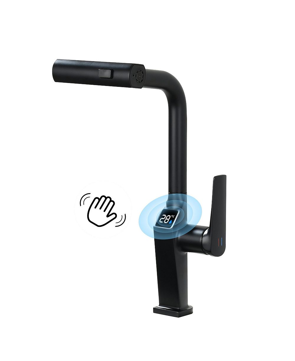 Touchless Pull-Out Kitchen Faucet, Single Handle Faucet with LED Temperature Display, 3-Mode Sprayer and 360degree(s) Swivel Spout