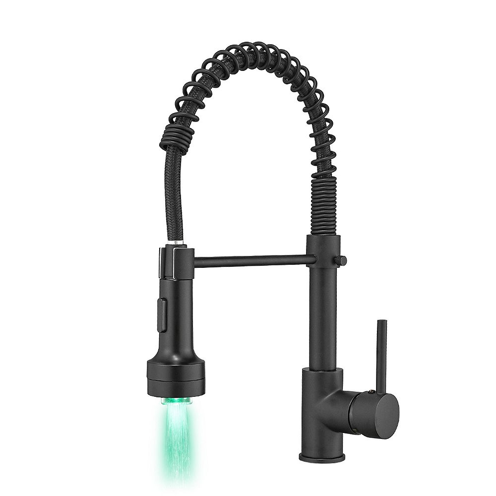 Single Handle Brass Pull-Down Kitchen Faucet with LED Sprayer, 2-Mode Water Flow and 360degree(s) Rotation