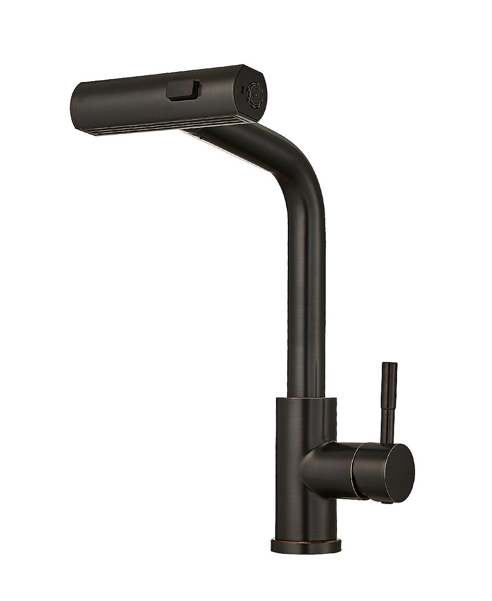 Single Handle Pull-Down Kitchen Faucet with 3-Mode Sprayer, 360degree(s) Swivel Spout and Stainless Steel Construction