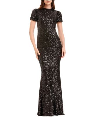 Dress the Population Women's Kenzie Sequin Mermaid Short-Sleeve Gown