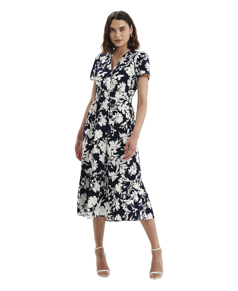 Женское миди-платье Finery London Deena с цветочным принтом и коротким рукавом в стиле wrap