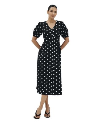Finery London Women's Addison Polka-Dot Midi V-Neck Dress