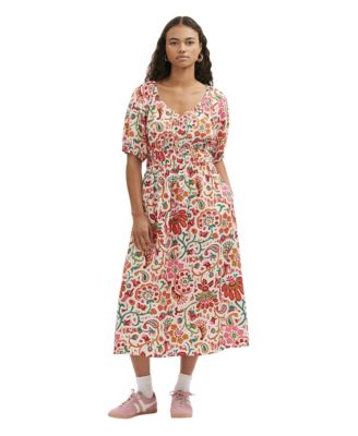 Finery London Women's Estee Floral-Print Short-Sleeve V-Neck Midi Dress