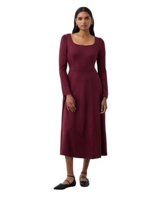 Finery London Women's Kelly Square-Neck Long-Sleeve A-Line Midi Dress