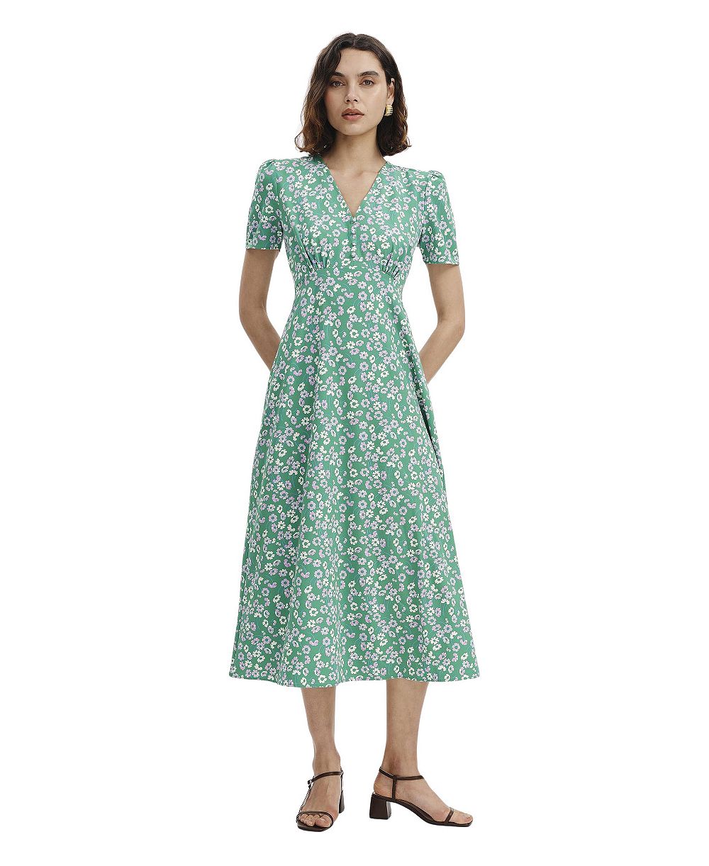 Finery London Женское платье миди Nieve с коротким рукавом