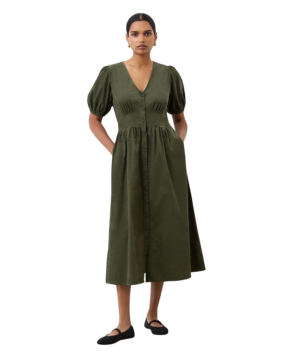 Женское миди-платье Finery London Arlow из вельвета с коротким рукавом