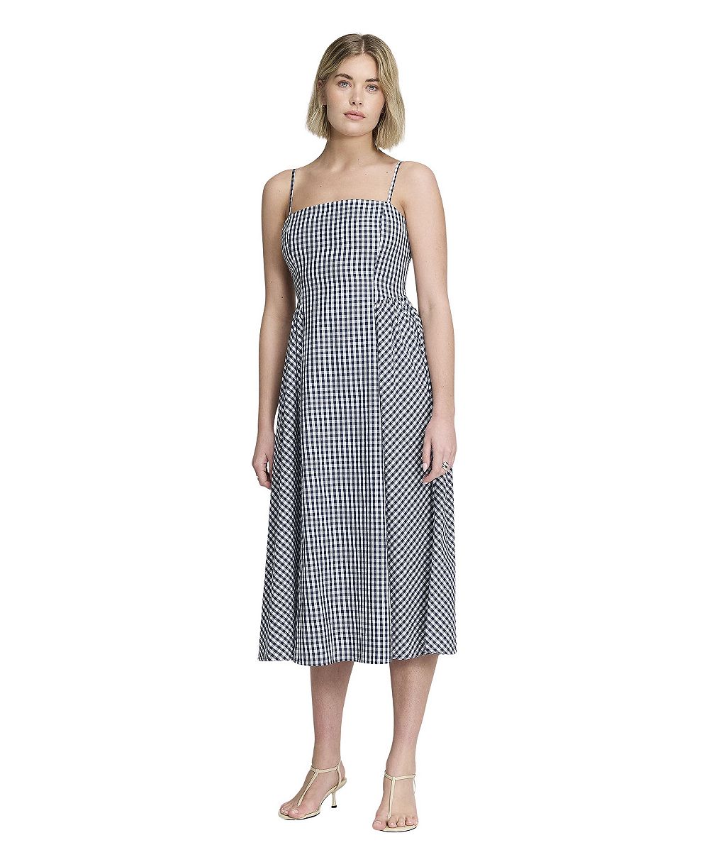 Finery London Women's Romina Gingham Square Neck Sleeveless Midi Dress