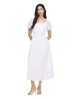Женское миди-платье Finery London Mandy с квадратным вырезом, коротким рукавом и сборкой на талии