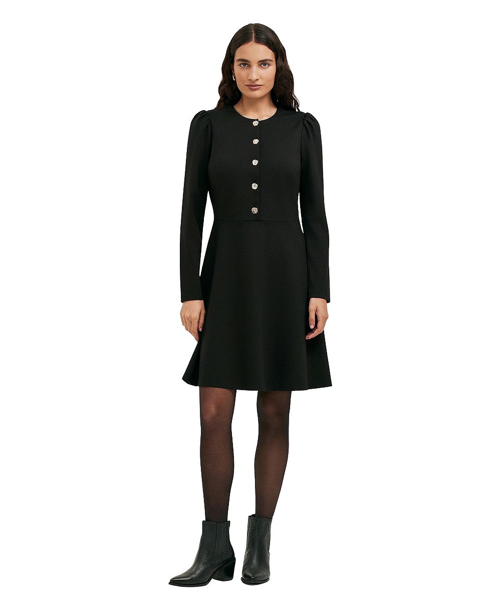 Finery London Women's Rae Ponte Long-Sleeve A-Line Dress