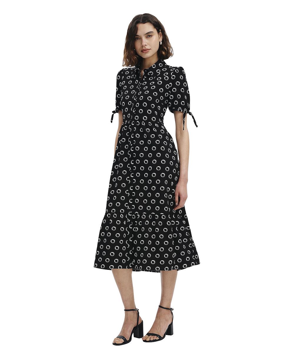 Женское миди-платье-рубашка Finery London Estee Tiered Polka-Dot Print