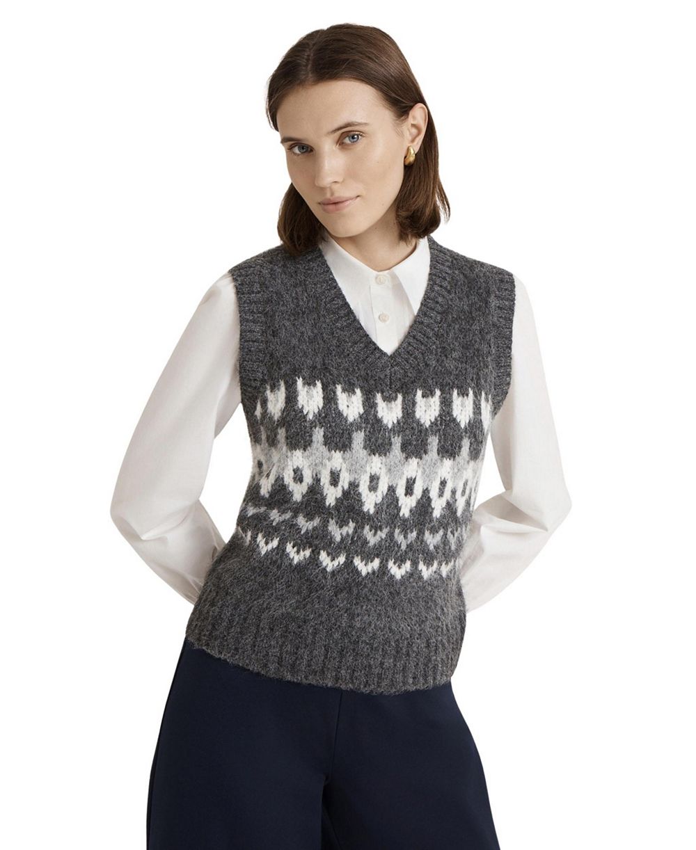Женский свитер finery london courtney fair isle v-neck sleeveless vest