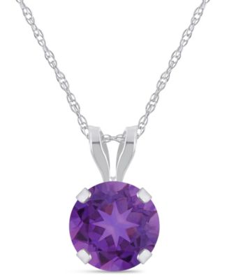 Macy's Amethyst (3/4 ct. t.w.) Pendant Necklace in 10k White Gold (Also available in Aquamarine, Black Onyx, Citrine, Garnet, Peridot, Blue Topaz, Pink Topaz, and White Topaz)