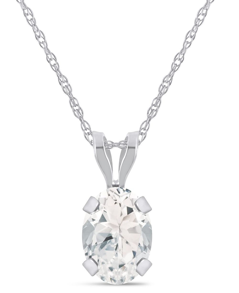 Macy's Pendant Necklace in 10k White Gold (Available in White Topaz, Pink Topaz, Blue Topaz, Peridot, Garnet, Citrine, Black Onyx, Aquamarine, and Amethyst)