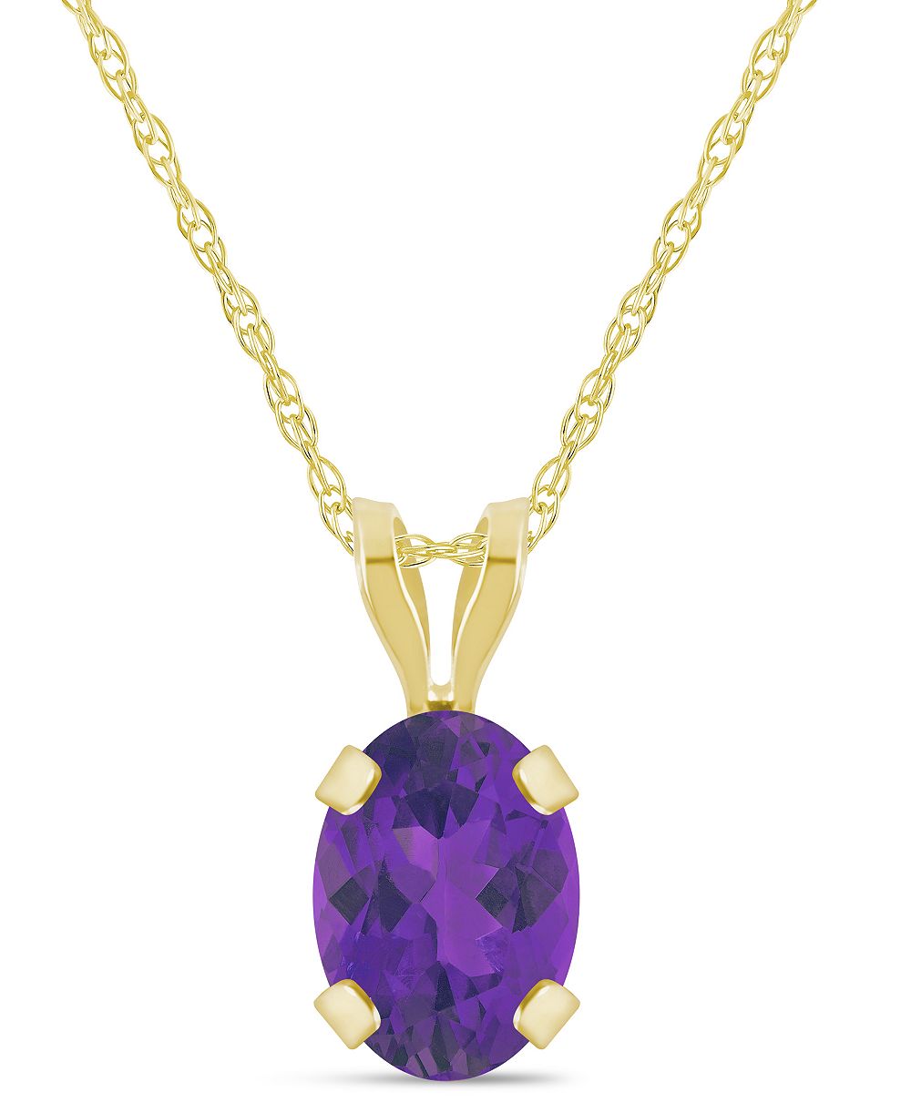 Macy's Pendant Necklace in 10k Yellow Gold (Available in Amethyst, White Topaz, Pink Topaz, Blue Topaz, Peridot, Garnet, Citrine, Black Onyx, and Aquamarine)