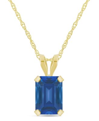 Macy's Lab-Grown Pendant Necklace in 10k Yellow Gold (Available in Lab-Grown Emerald, Sapphire, Ruby, and Opal)