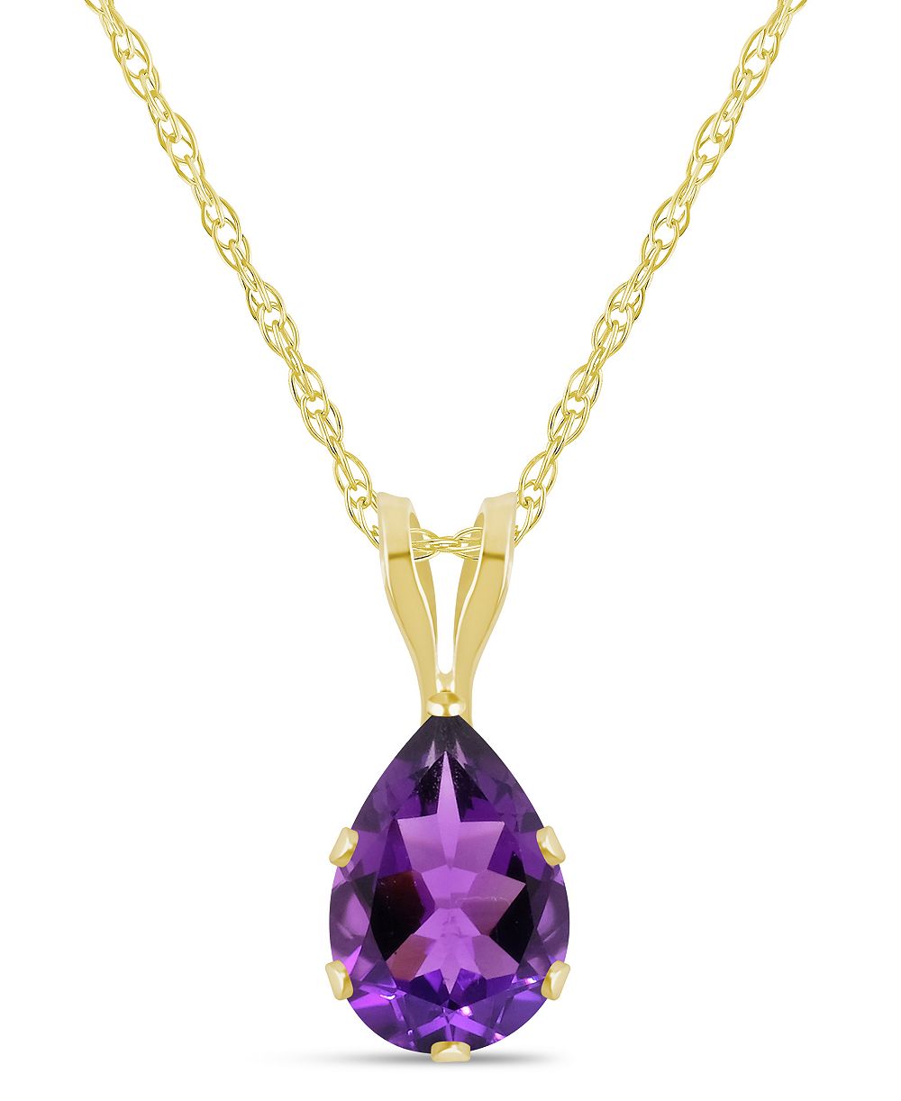 Macy's Amethyst (5/8 ct. t.w.) Pendant Necklace in 10k Yellow Gold (Also available in Aquamarine, Black Onyx, Citrine, Garnet, Peridot, Blue Topaz, Pink Topaz, and White Topaz)