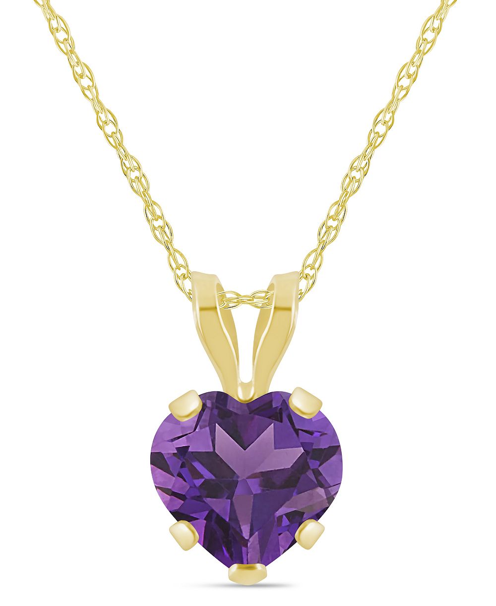Macy's Pendant Necklace in 10k Yellow Gold (Available in Amethyst, Pink Topaz, Blue Topaz, Peridot, Garnet, Citrine, and Black Onyx)