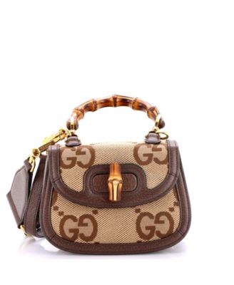 Сумка Pre-Owned Gucci Mini Bamboo 1947 Top Handle Jumbo GG Canvas