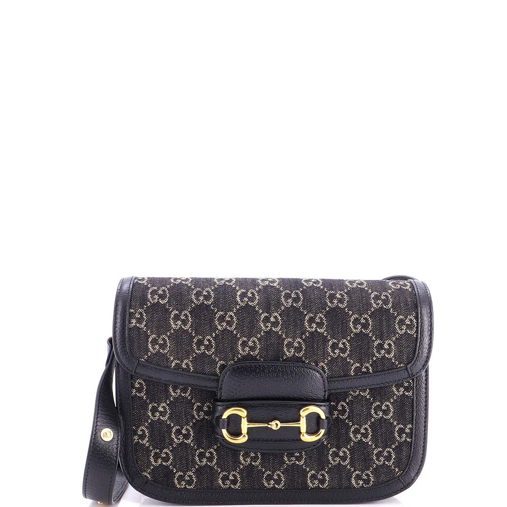 Pre-Owned Gucci Small Horsebit 1955 Shoulder Bag GG Denim