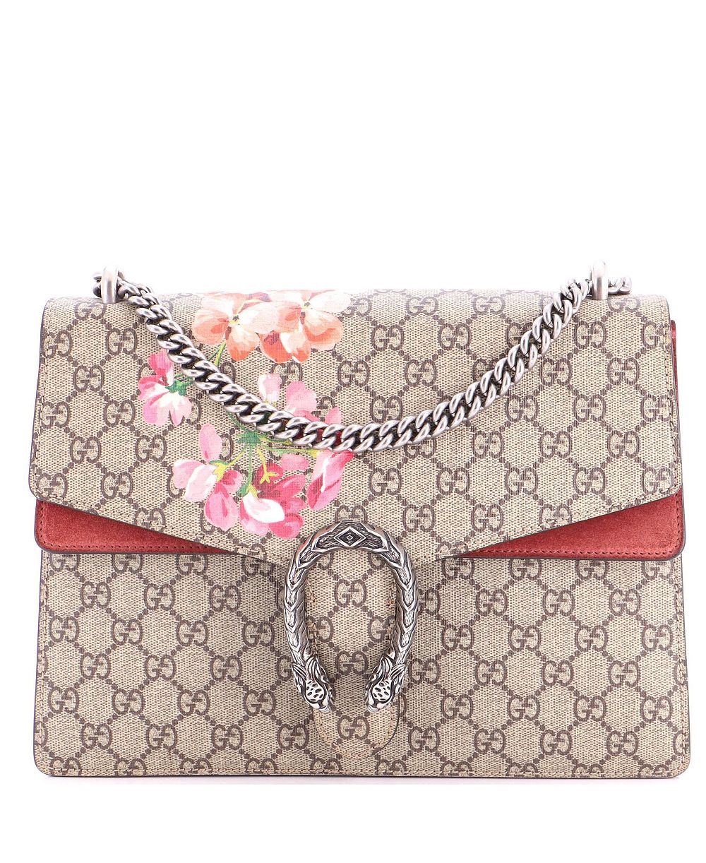 Pre-Owned Gucci средняя сумка-тоут Bamboo Shopper с принтом Blooms из лакированной ткани GG
