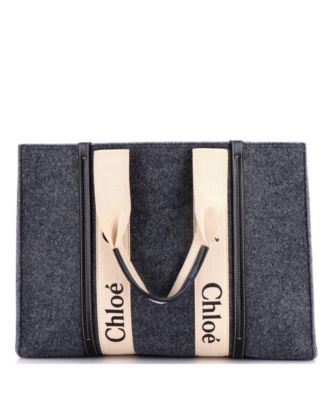 Chloe Large Woody Тоут из переработанного фетра с кожей и канвасом, б/у