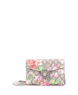 Pre-Owned Gucci Small Dionysus Chain Wallet Blooms Print GG Coated Canvas