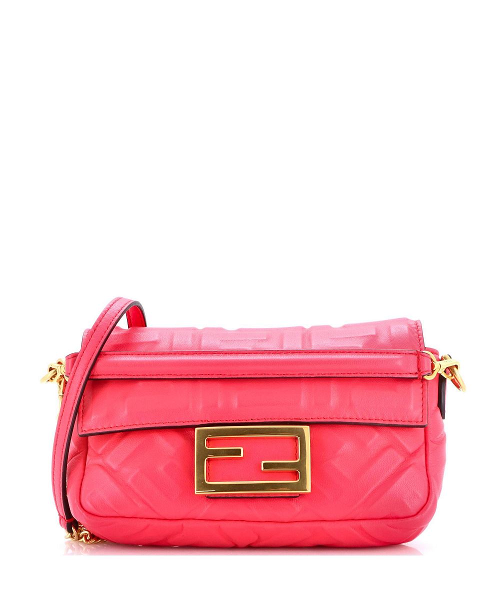 Pre-Owned Fendi Мини-сумка Baguette NM с тиснением Zucca, кожа