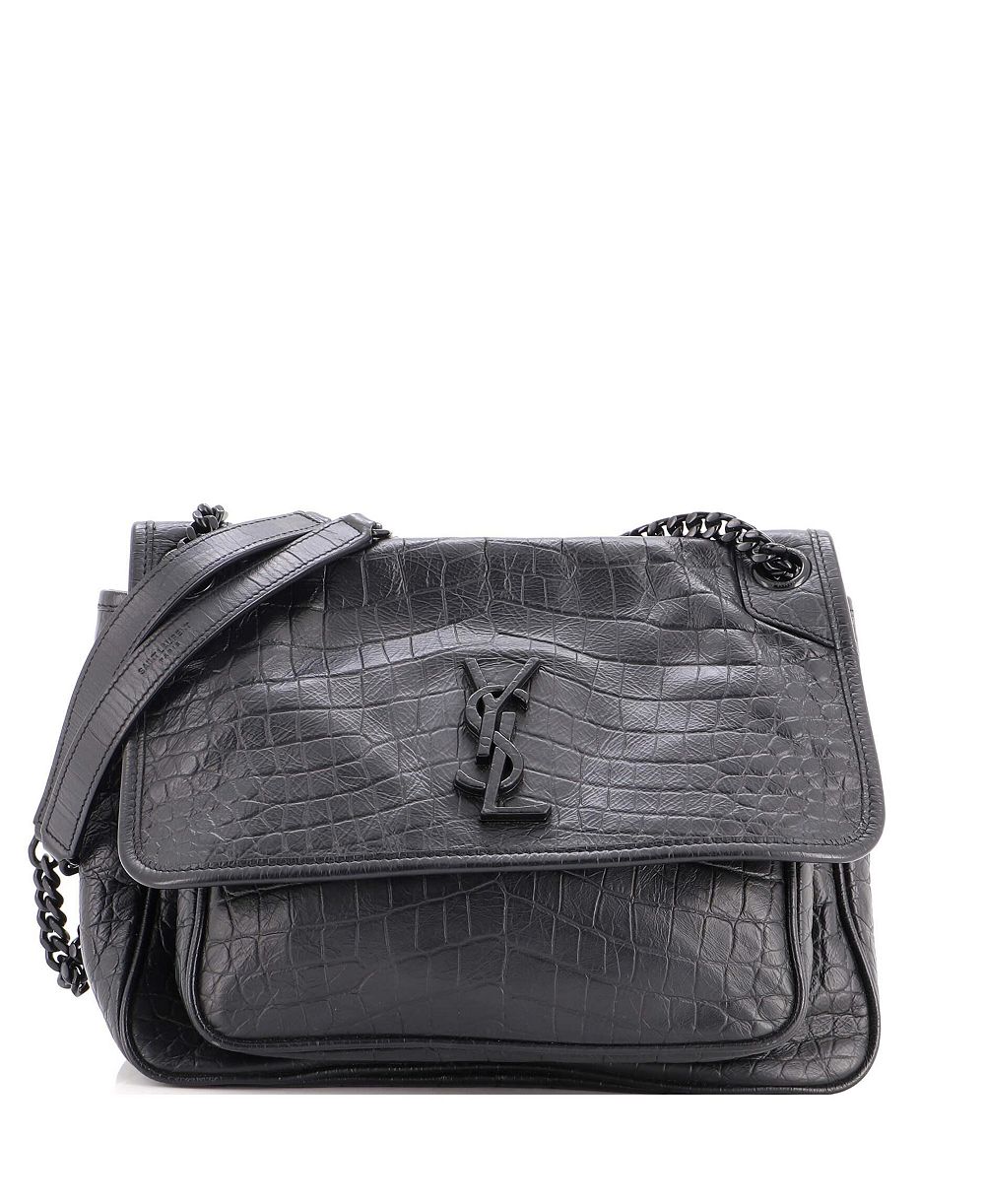 Pre-Owned Saint Laurent сумка Niki Chain Flap среднего размера, тисненая кожа, с цепочкой