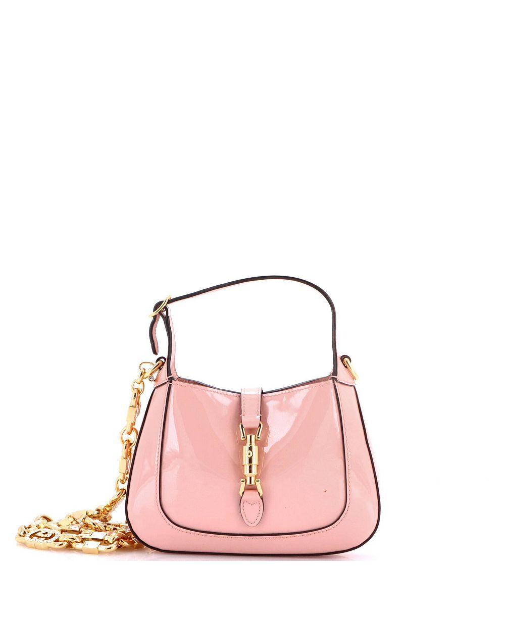 Б/у сумка-хобго Gucci Mini Jackie 1961 с цепочкой из лакированной кожи