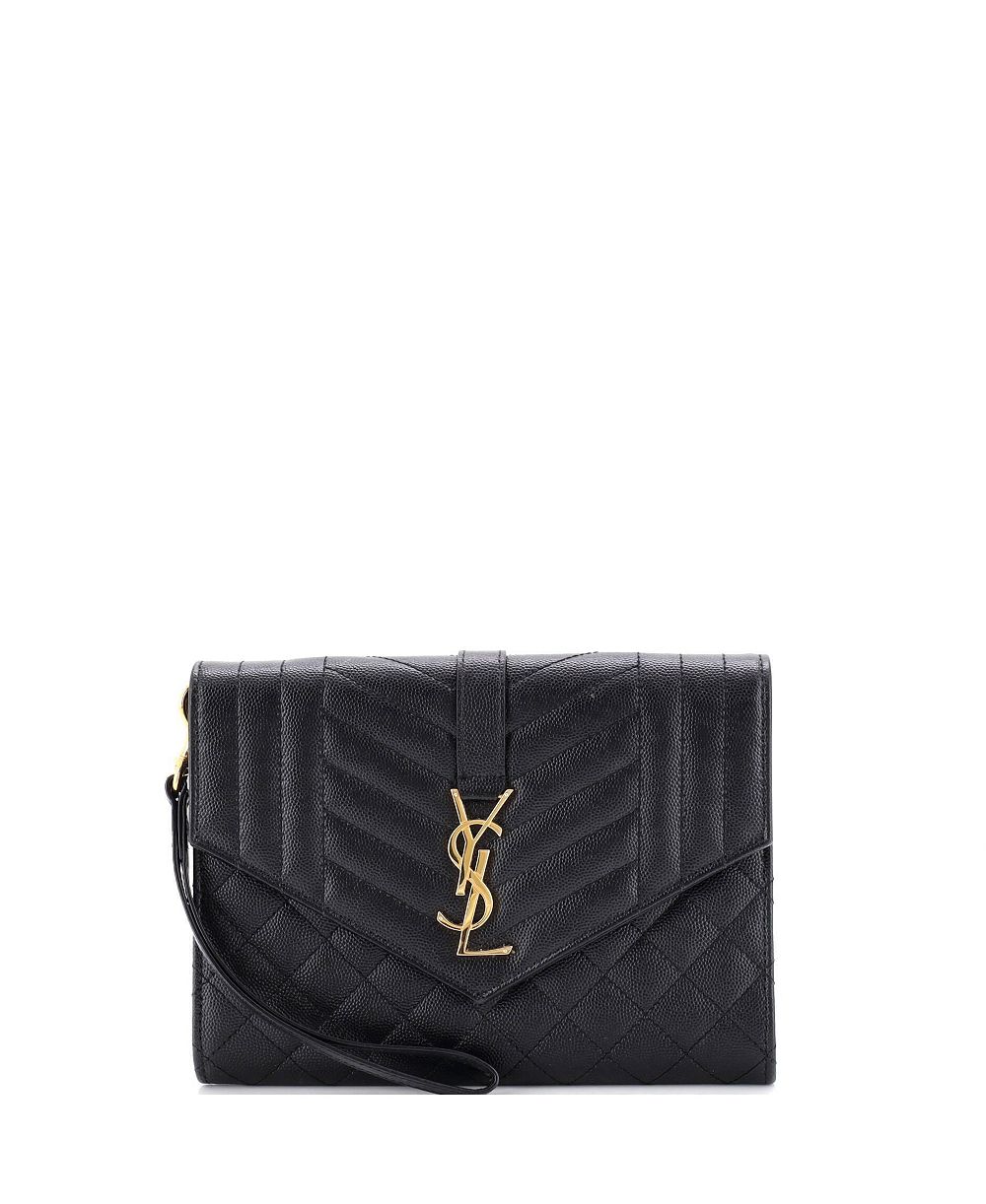 Pre-Owned Saint Laurent классический монограмма конверт запястье клатч смешанный мателасе кожа