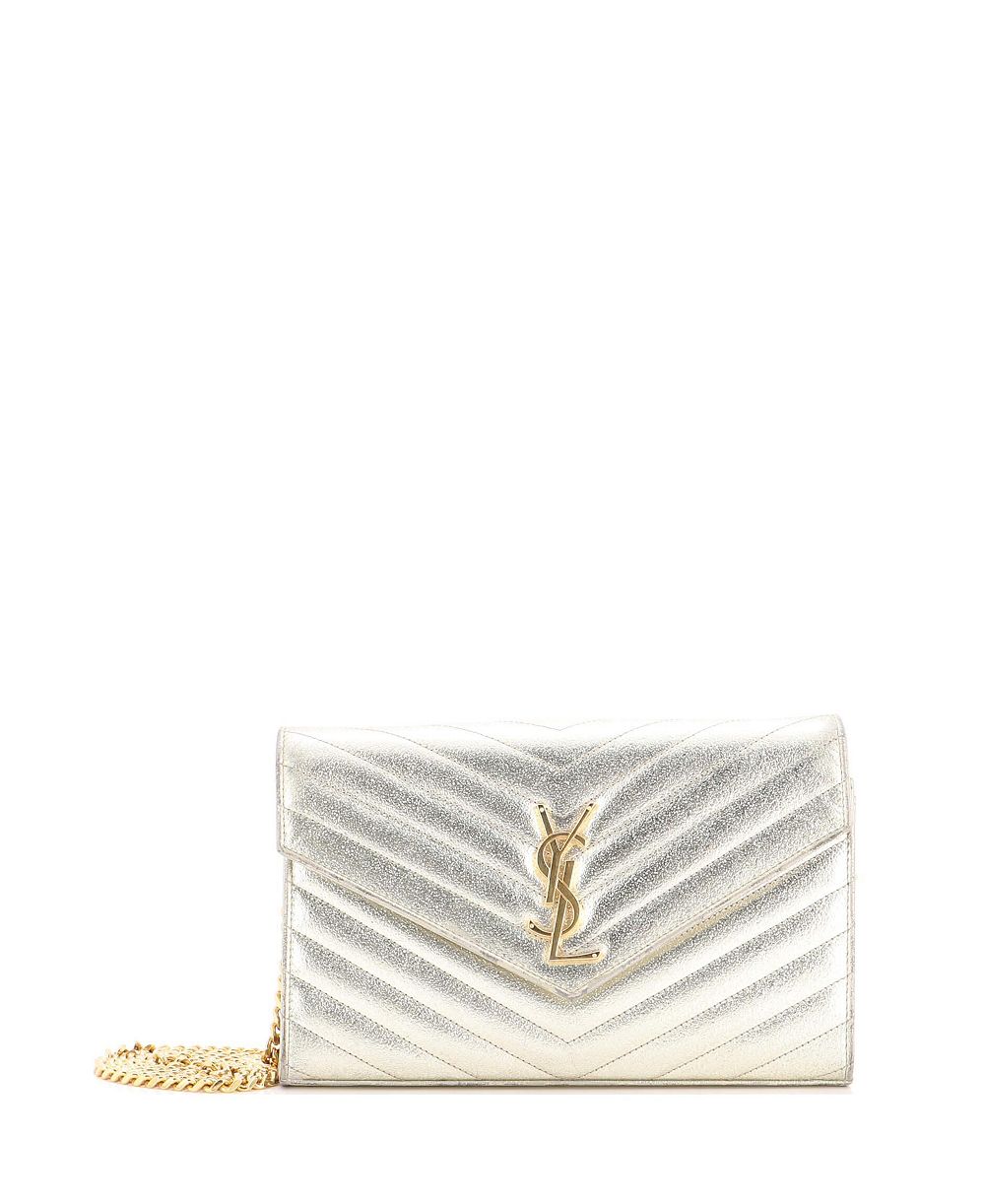 Pre-Owned Saint Laurent средний классический кошель-сумка на цепи Matelasse Chevron из металлической кожи с монограммой