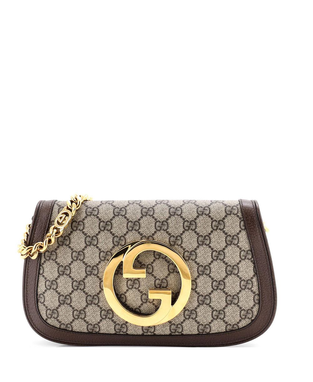 Б/у сумка gucci small blondie nm с цепочкой и клапаном из canvas с логотипом gg