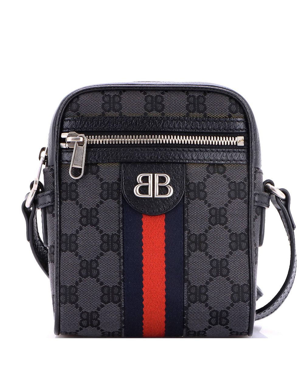 Pre-Owned Balenciaga мини-сумка через плечо на молнии из коллекции The Hacker Project x Gucci, холщовая ткань BB