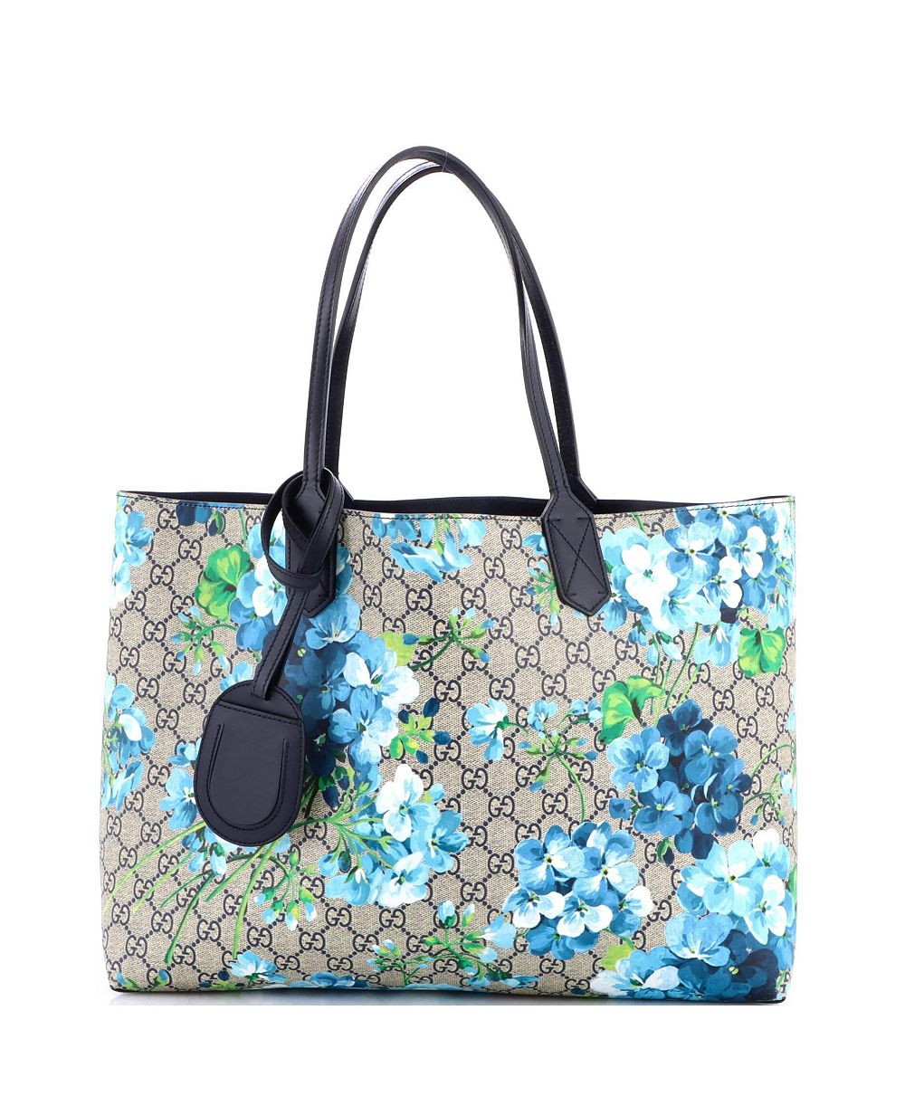 Pre-Owned Gucci Medium Reversible Tote Blooms GG Print Leather