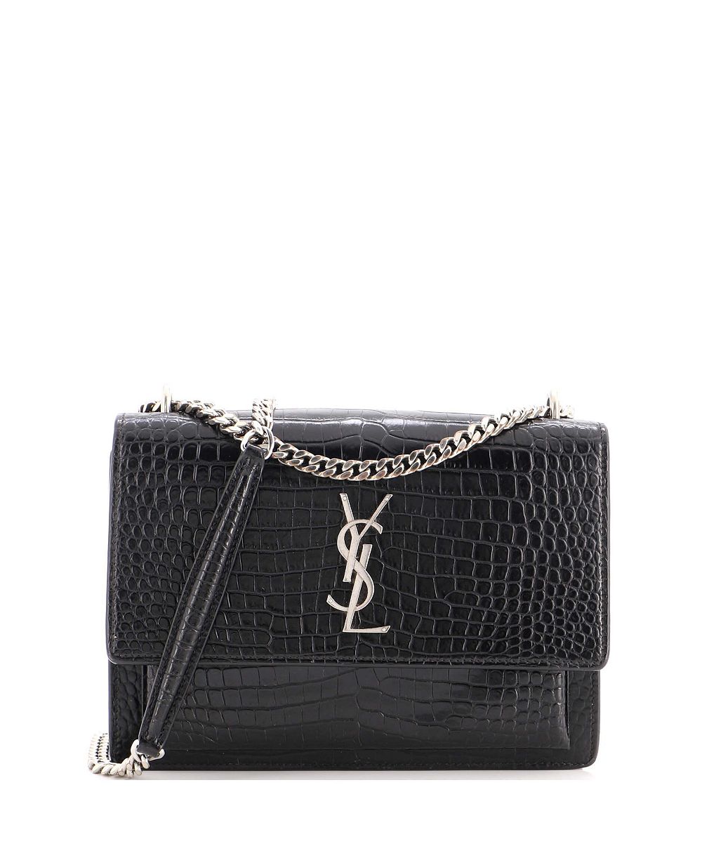 Pre-Owned Saint Laurent Medium Sunset Crossbody Bag Embossed Leather