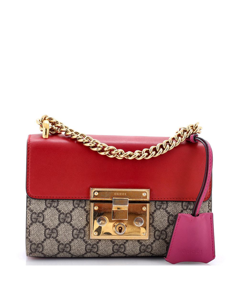Pre-Owned Gucci Small Padlock Shoulder Bag GG Coated Canvas and Leather