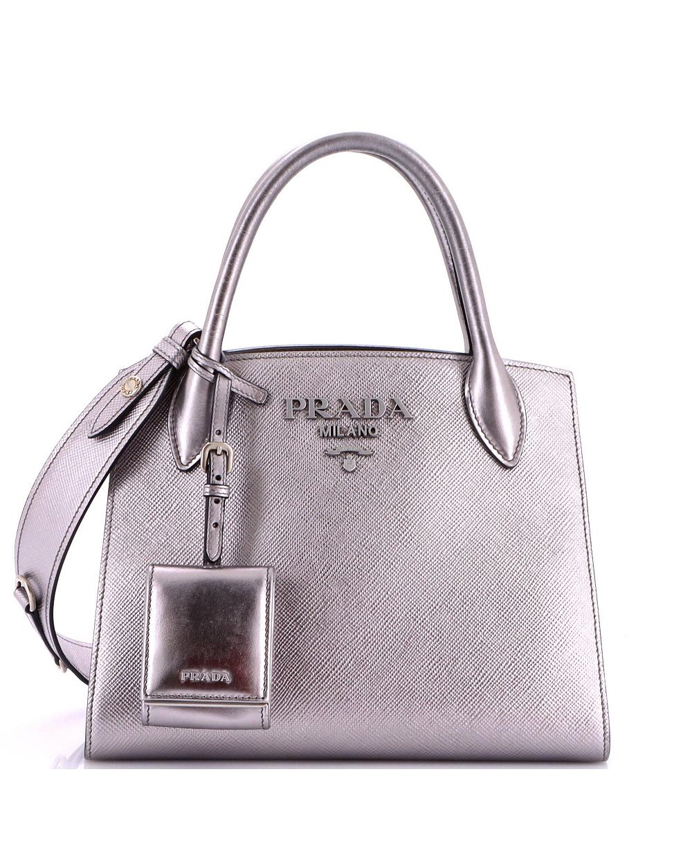 Pre-Owned Prada Small Monochrome Tote Saffiano with City Calf
